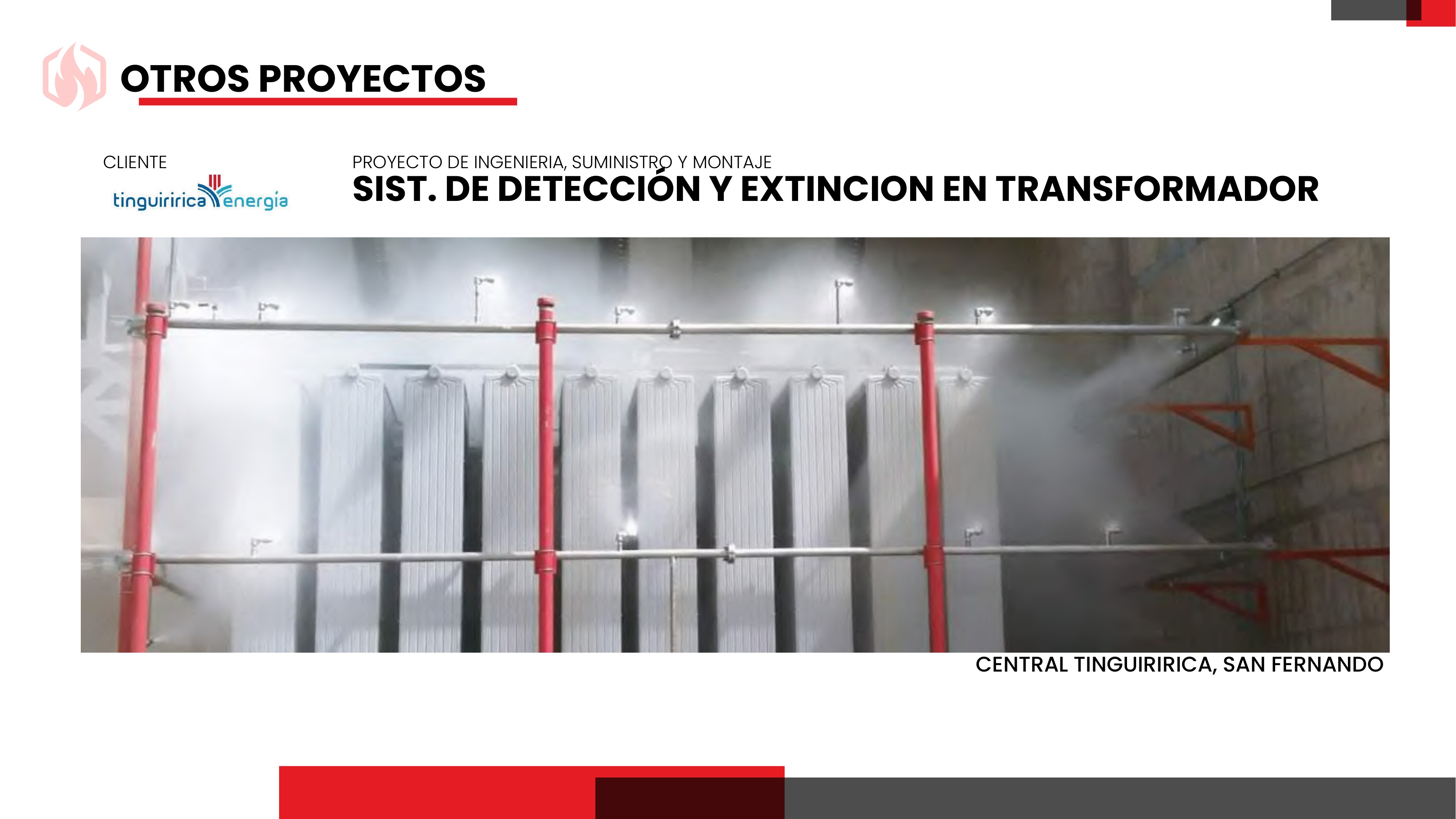 Sistema Detección y Extinción en Transformador — Tinguiririca